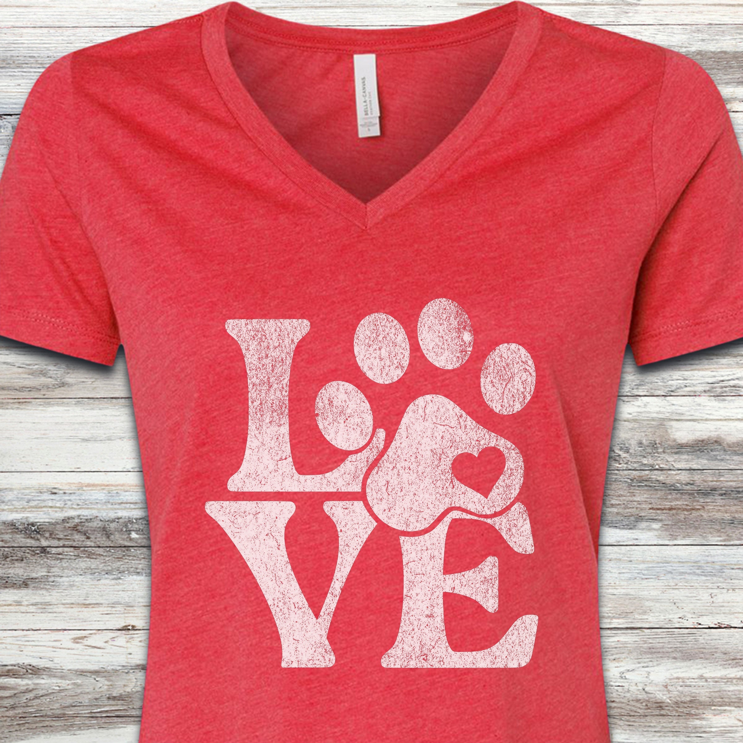 Love V-Neck Tee - Heather Red