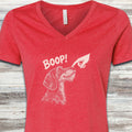 Dachshund Wire Hair BOOP! V-Neck Tee - Heather Red