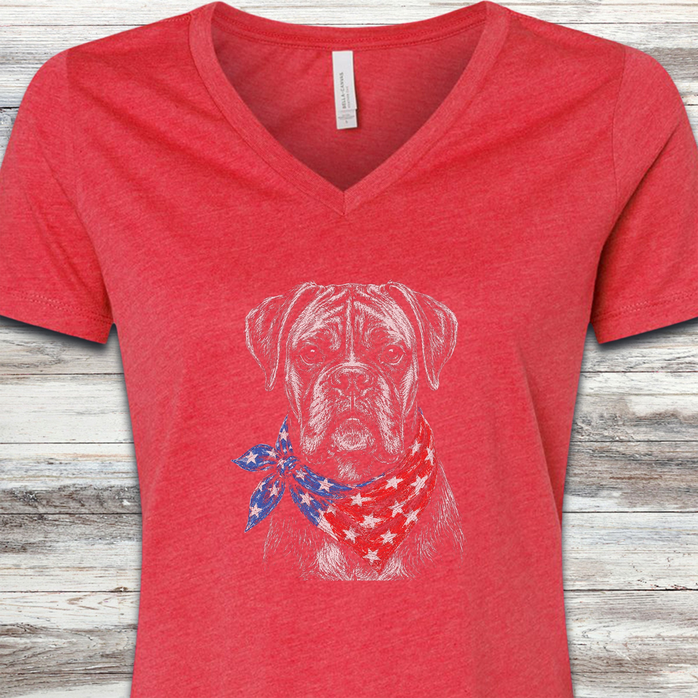 Boxer Patriot V-Neck Tee - Heather Red