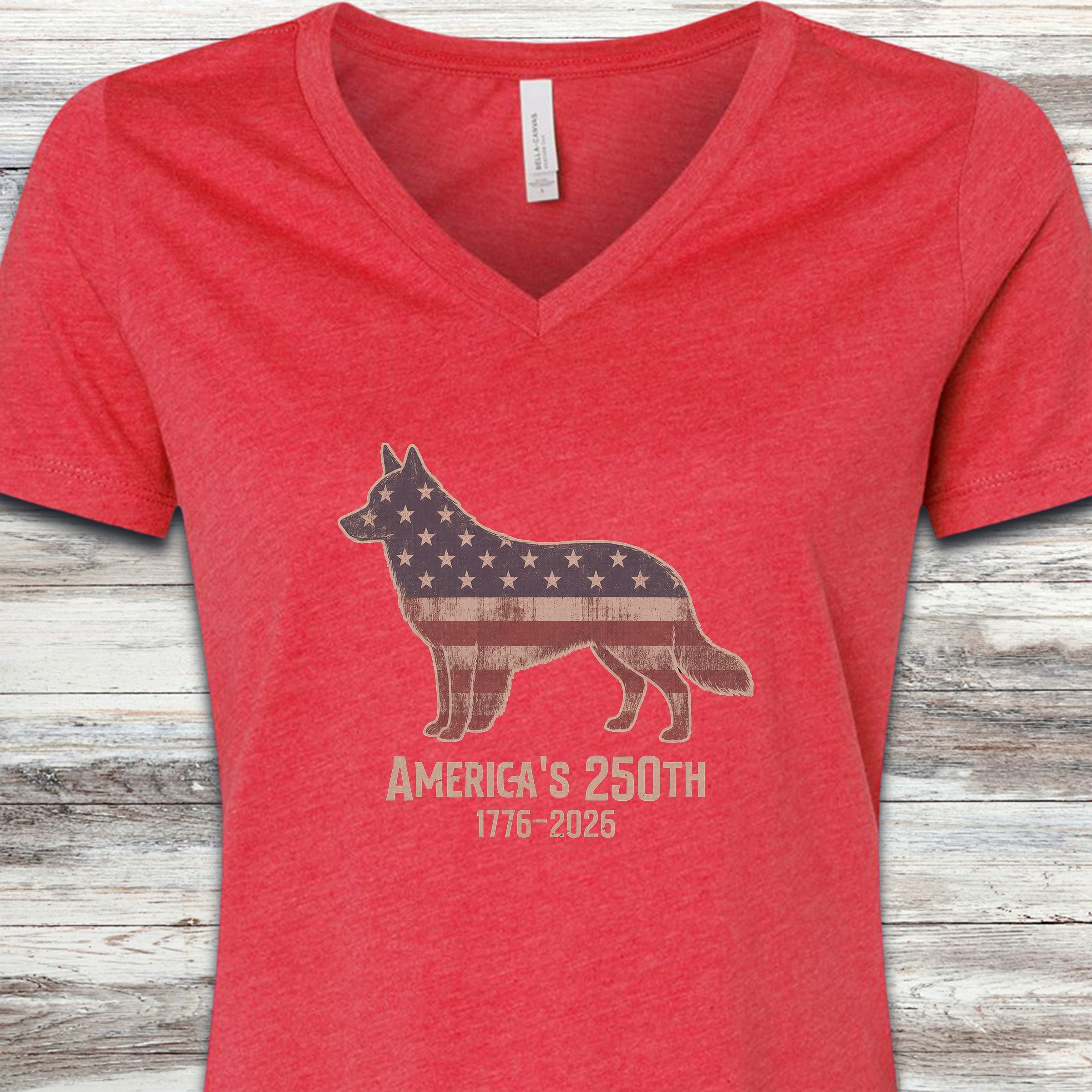 Australian Cattle Dog 250 V-Neck Tee - Heather Red