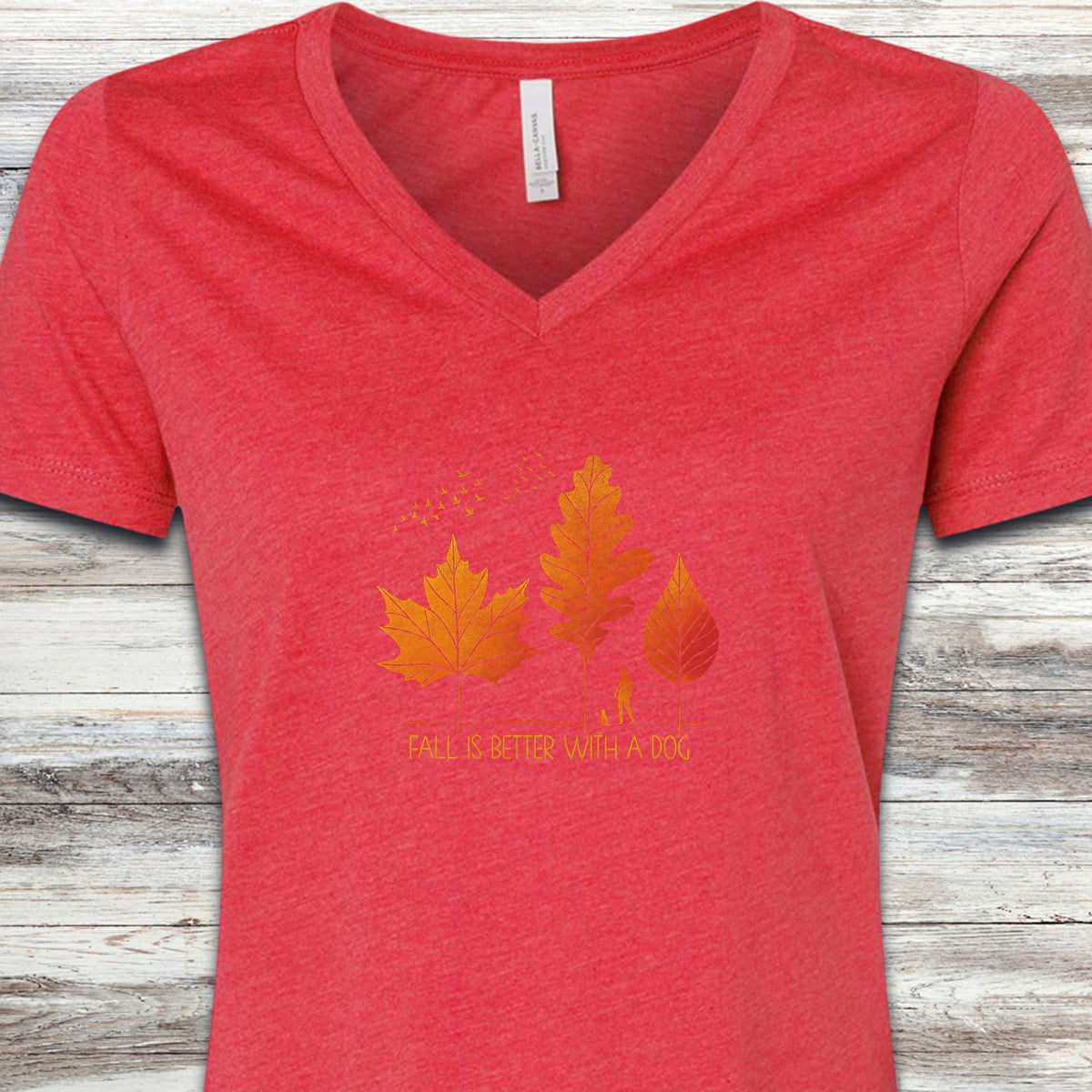 Fall Is Better V-Neck Tee - Heather Red