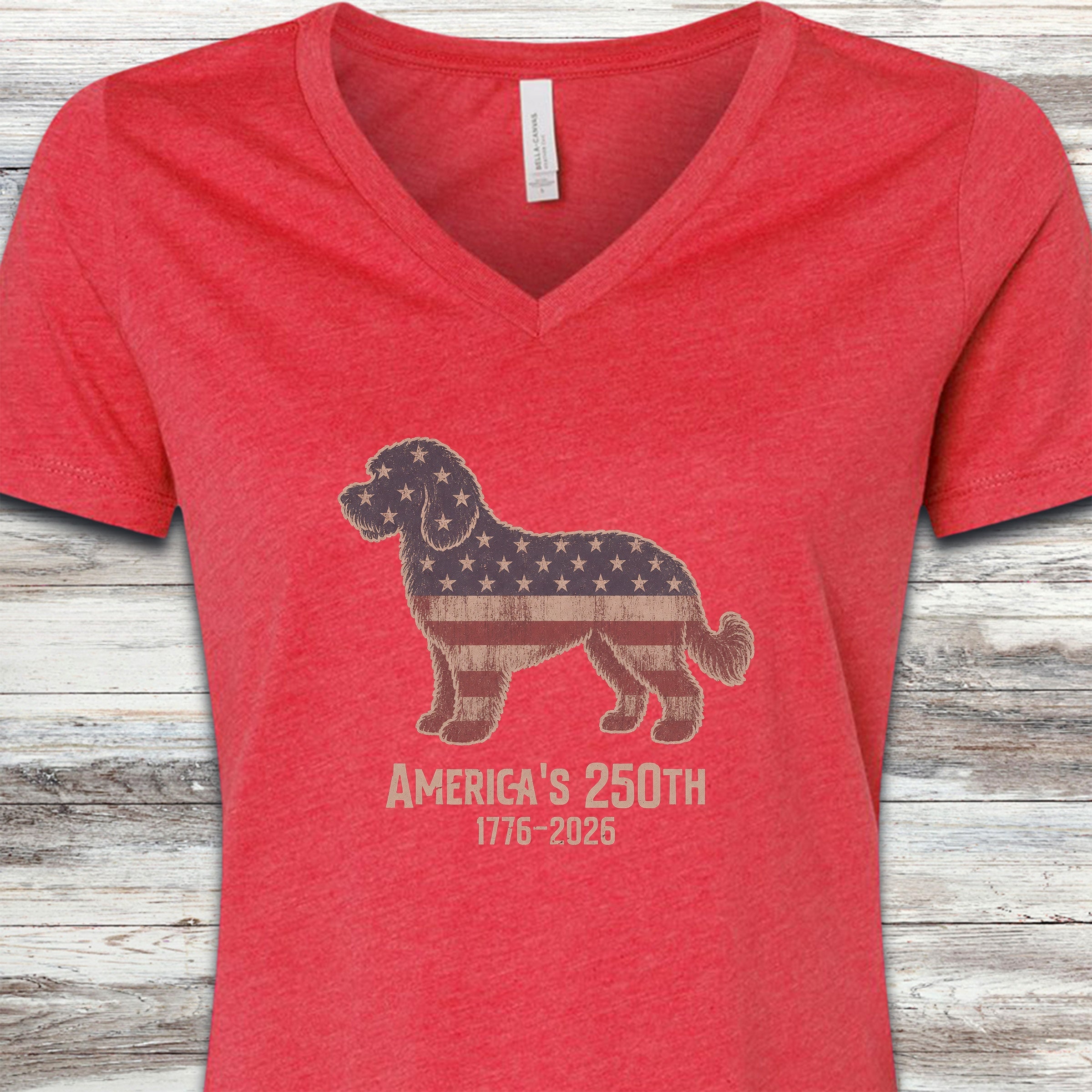 Labradoodle 250 V-Neck Tee - Heather Red