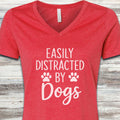 Distracted V-Neck Tee - Heather Red