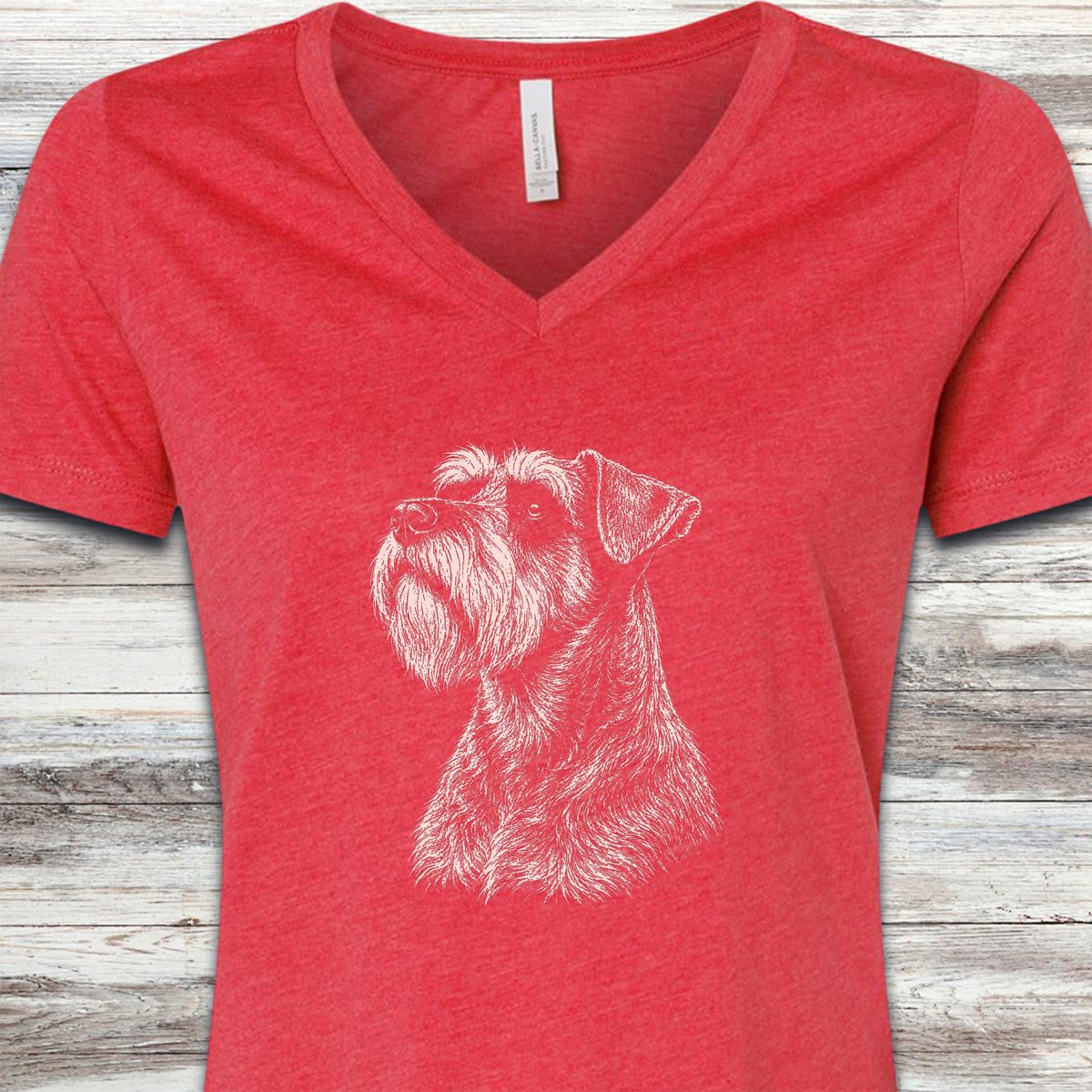 Schnauzer Loyalty V-Neck Tee - Heather Red