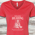 Australian Shepherd Selective Hearing V-Neck Tee - Heather Red