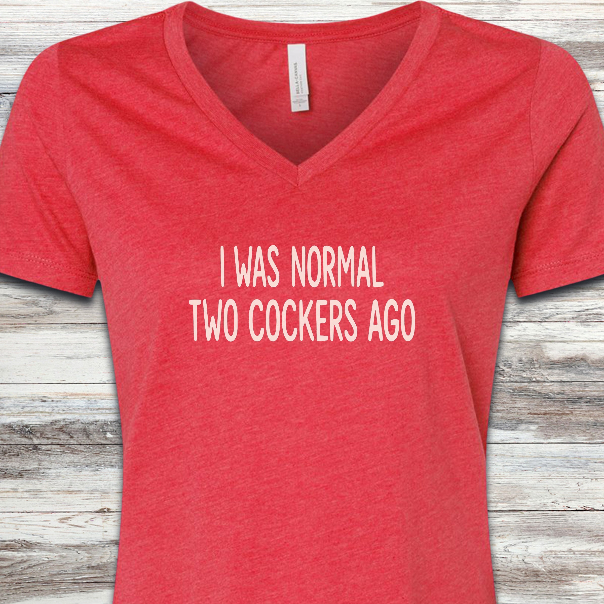Cocker Spaniel Normal V-Neck Tee - Heather Red