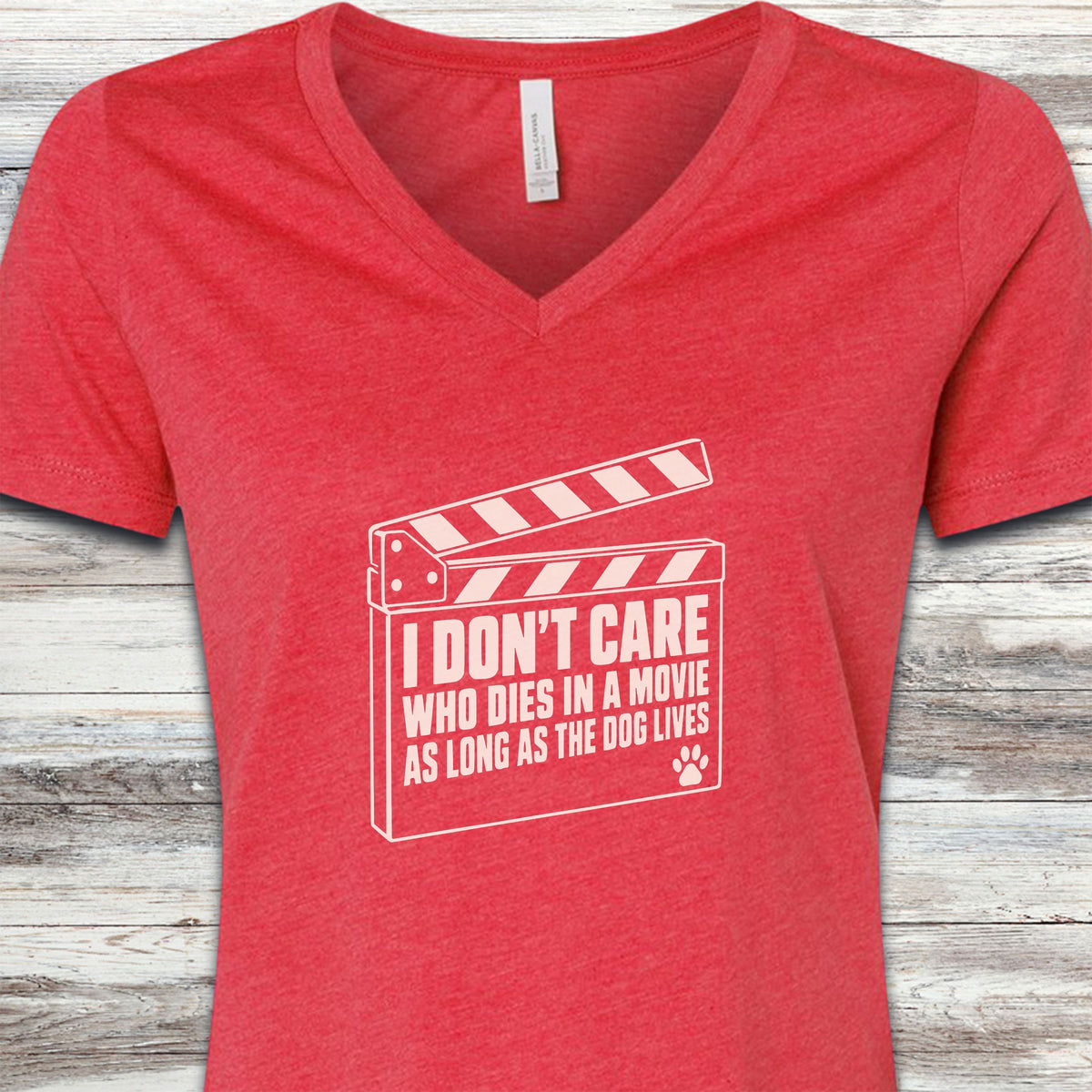 The Dog Lives V-Neck Tee - Heather Red