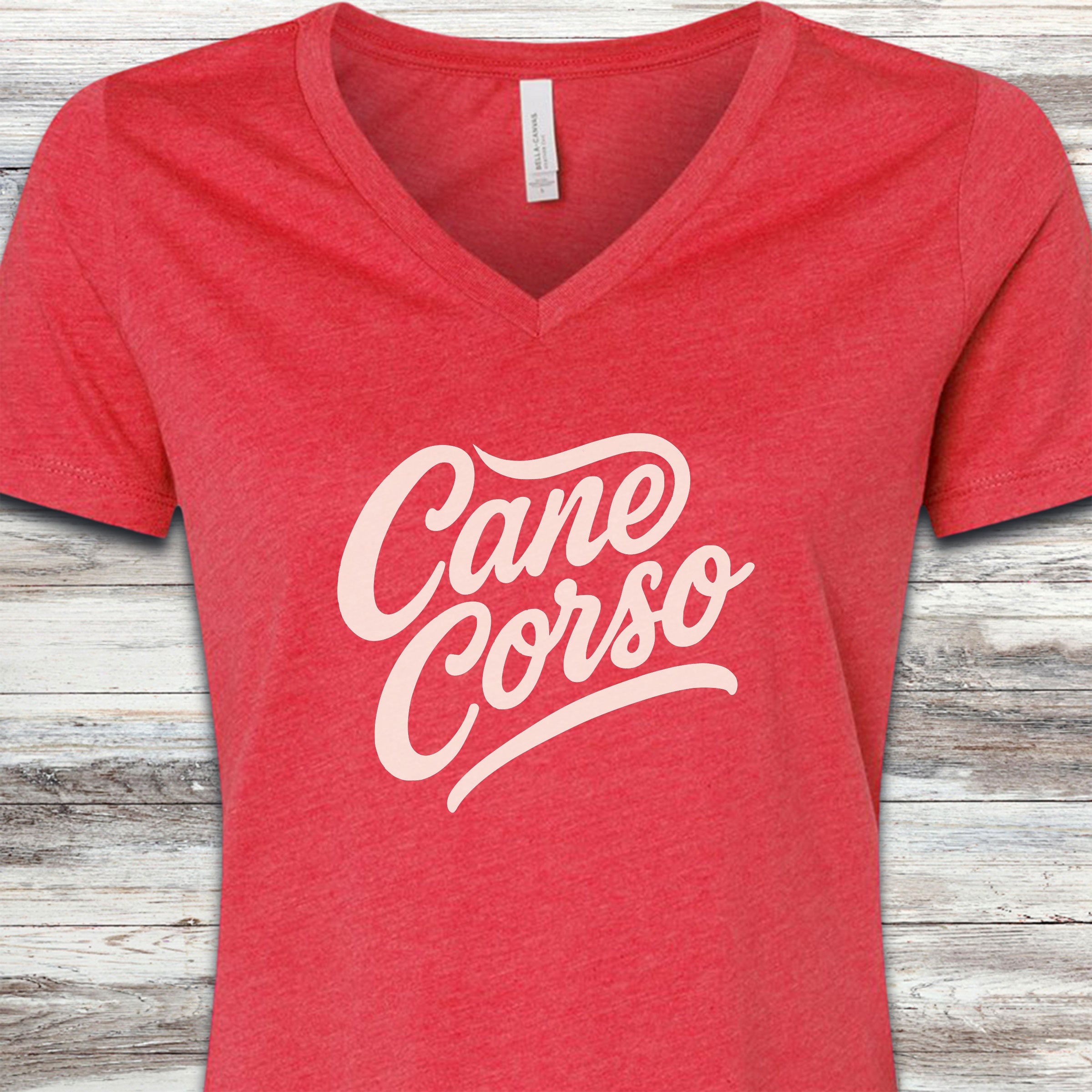 Cane Corso Team V-Neck Tee - Heather Red