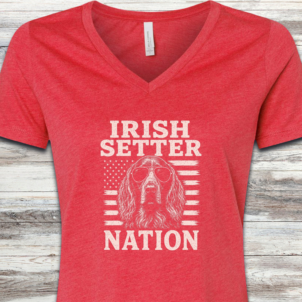 Irish Setter Nation V-Neck Tee - Heather Red