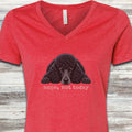 Poodle Black Nope V-Neck Tee - Heather Red