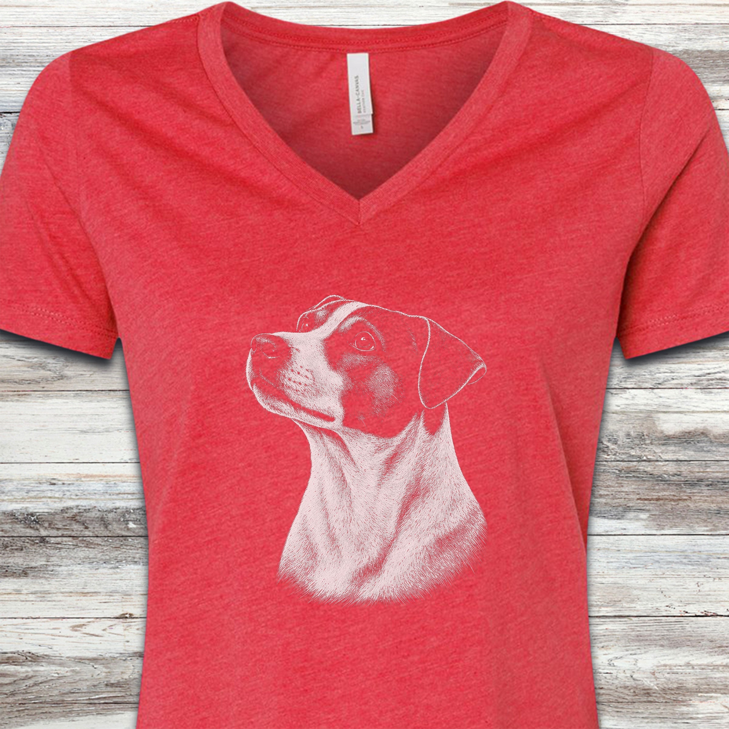 Jack Russell Loyalty V-Neck Tee - Heather Red