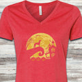 Whippet Halloween Moon V-Neck Tee - Heather Red