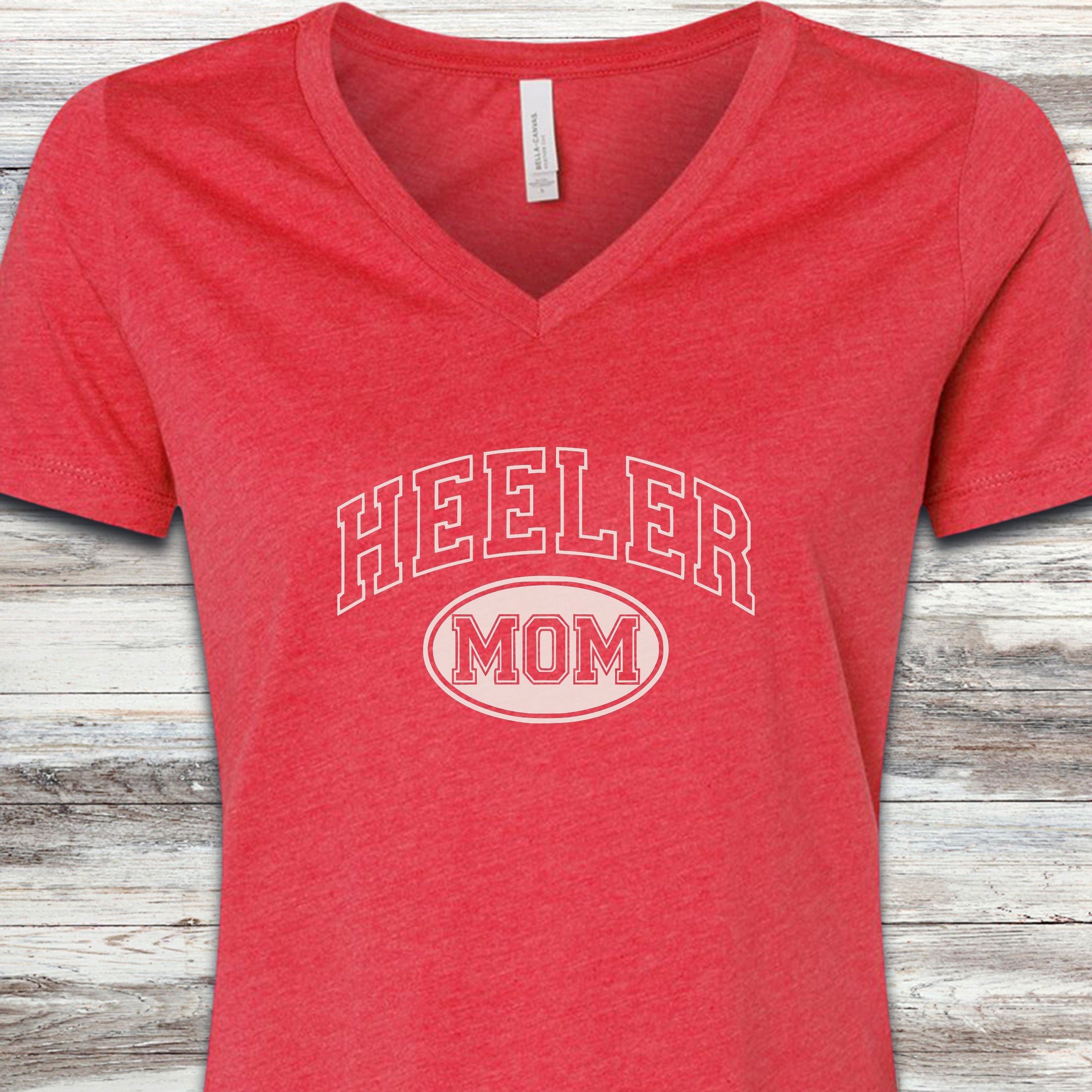 Australian Cattle Dog Heeler University Mom V-Neck Tee - Heather Red