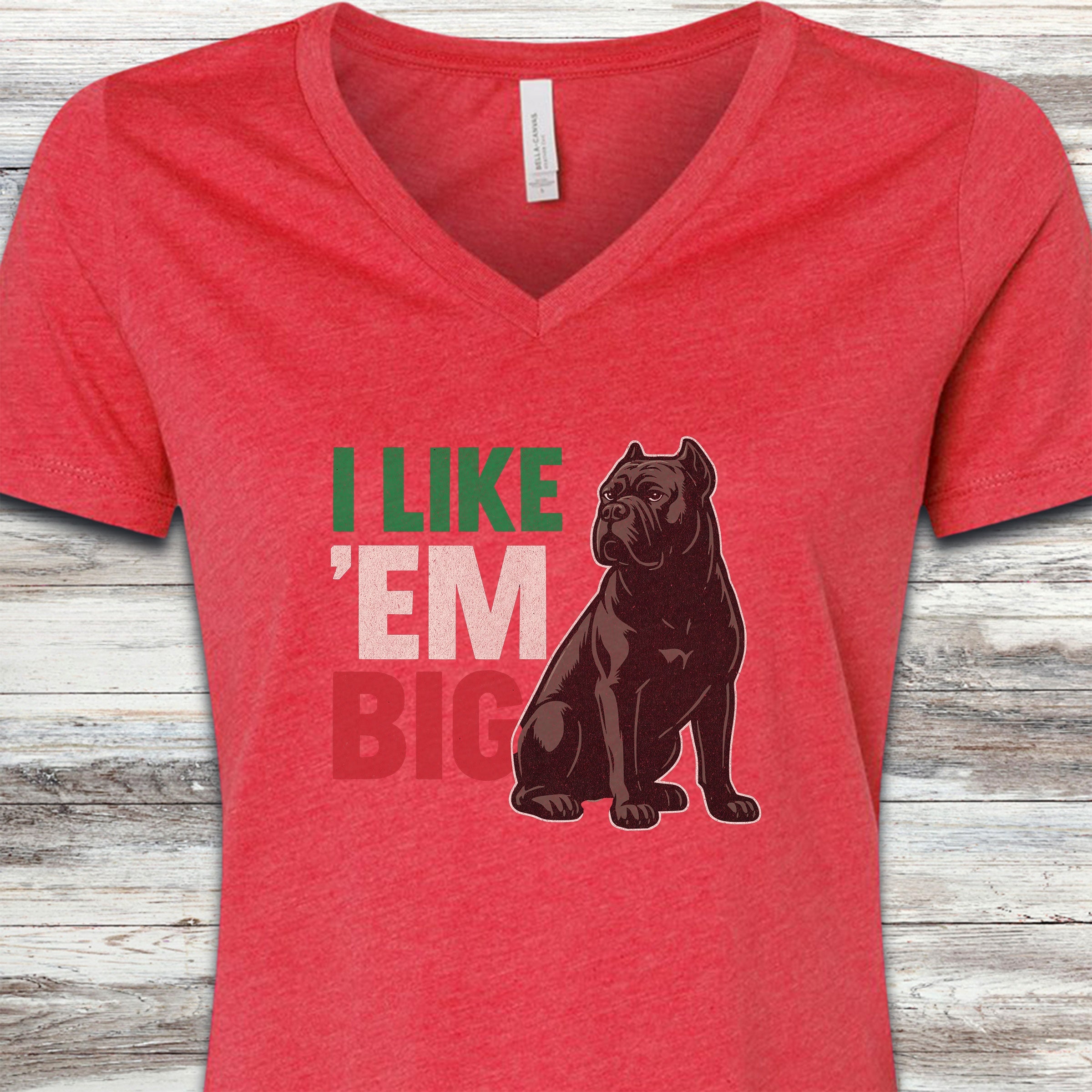 Cane Corso Big V-Neck Tee - Heather Red