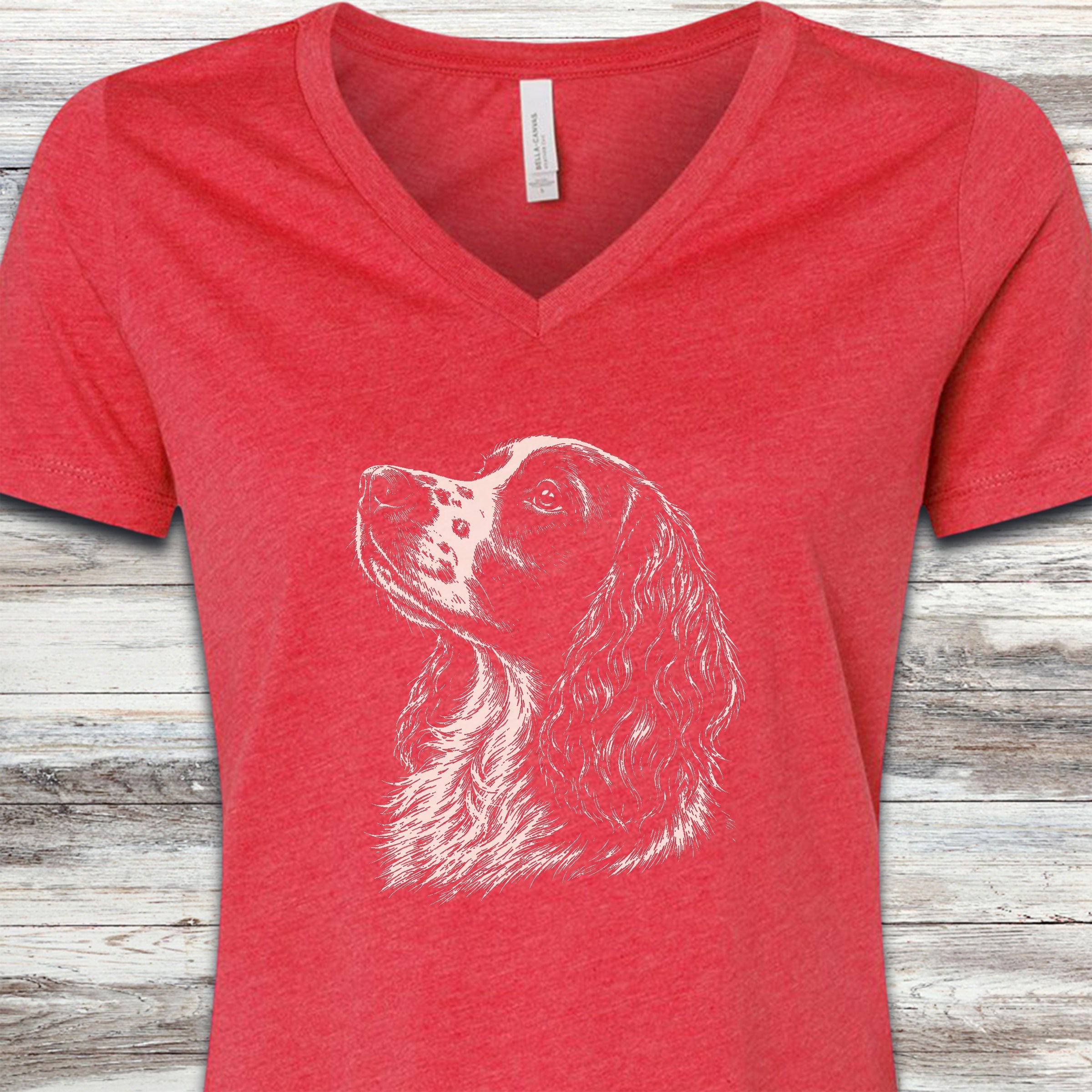 English Springer Spaniel Loyalty V-Neck Tee - Heather Red