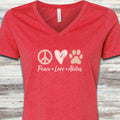 Akita Peace V-Neck Tee - Heather Red