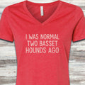 Basset Hound Normal V-Neck Tee - Heather Red