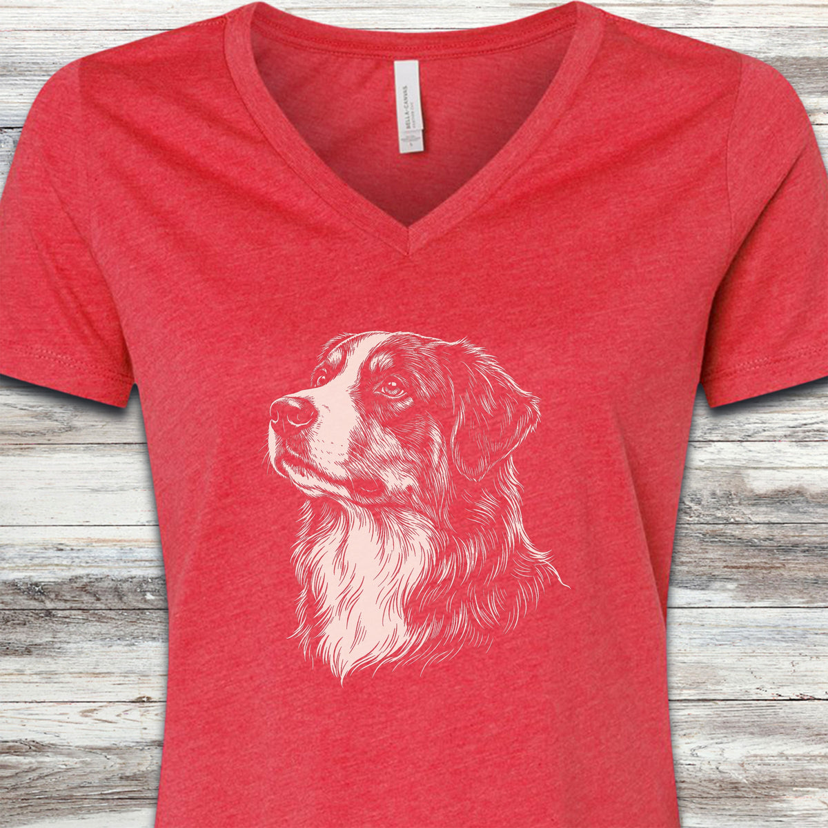 Australian Mountain Dog Loyalty V-Neck Tee - Heather Red