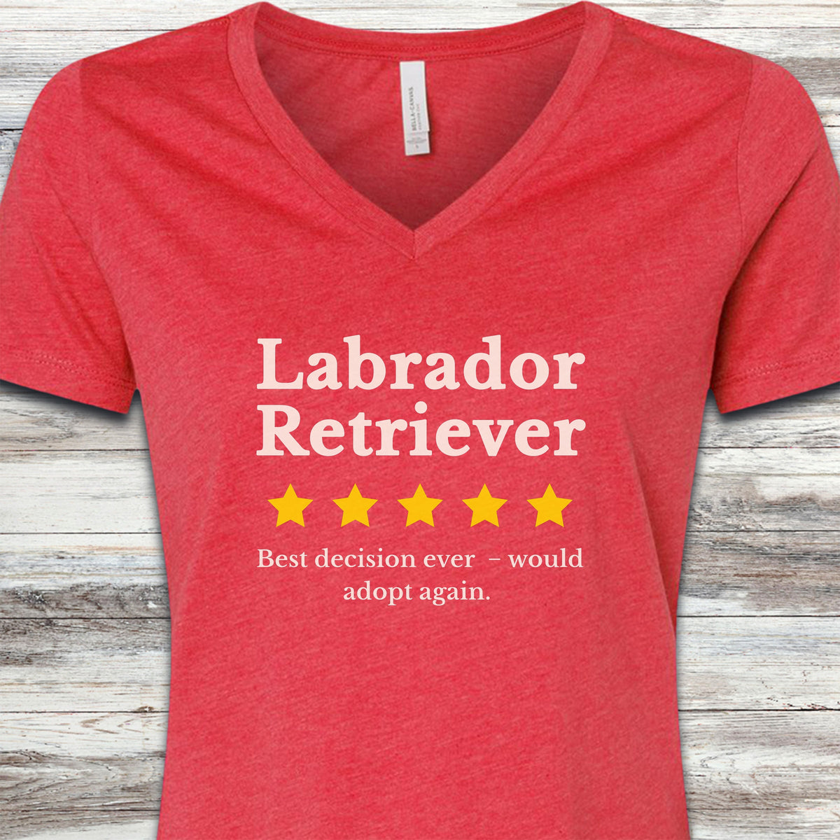 Labrador Retriever Review V-Neck Tee - Heather Red