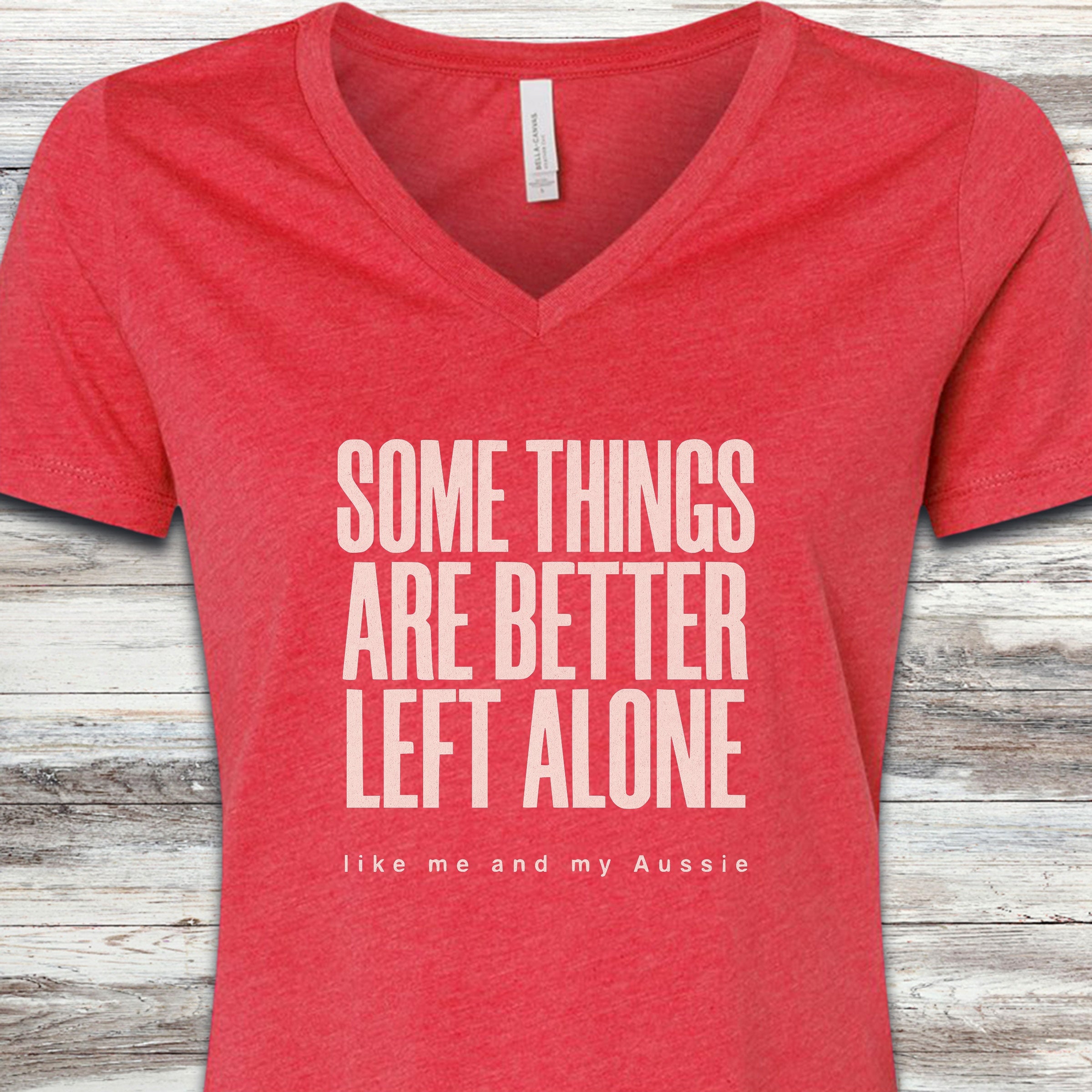 Australian Shepherd Introvert V-Neck Tee - Heather Red