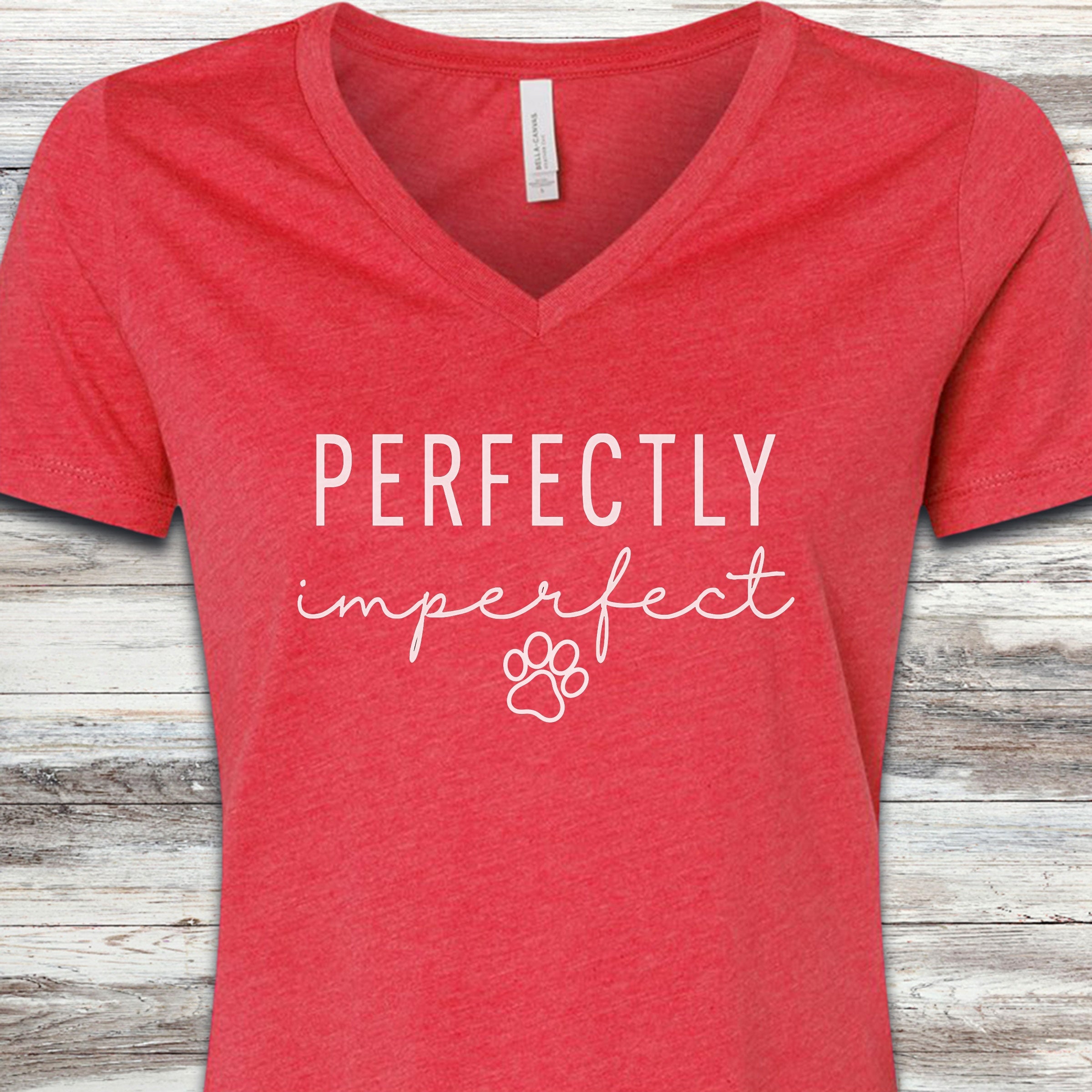 Perfect V-Neck Tee - Heather Red