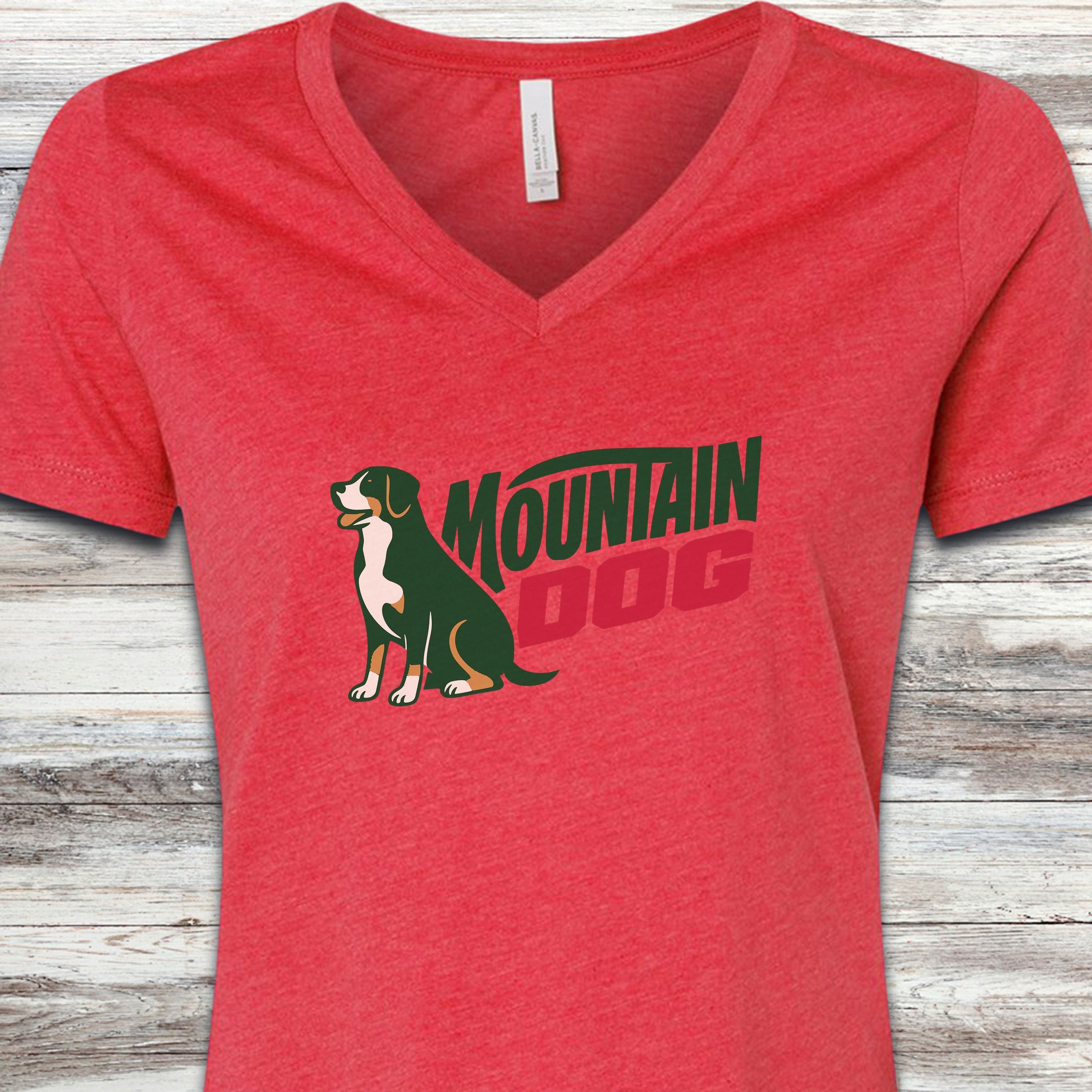 Swiss Mountain Dog V-Neck Tee - Heather Red