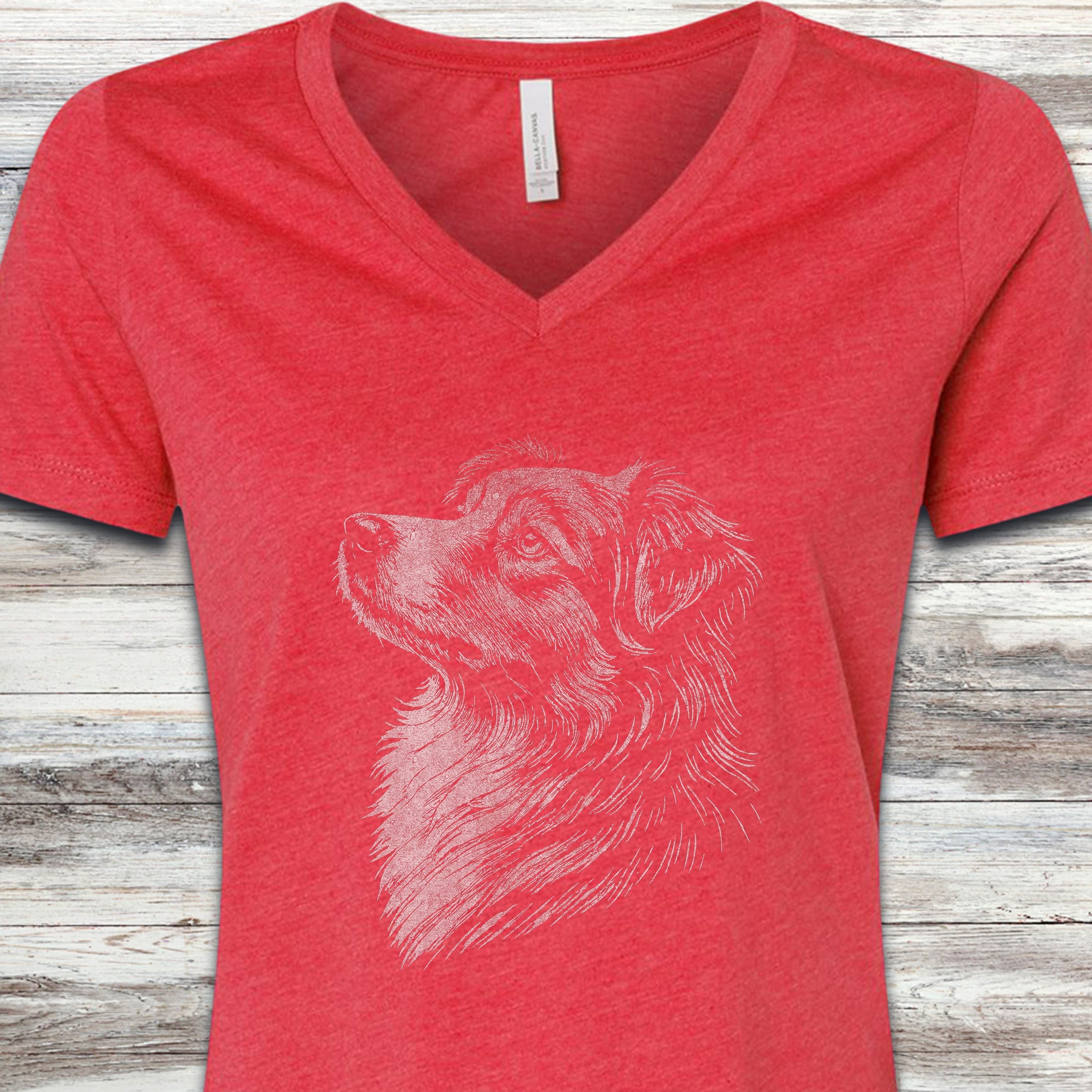 Australian Shepherd Loyalty V-Neck Tee - Heather Red