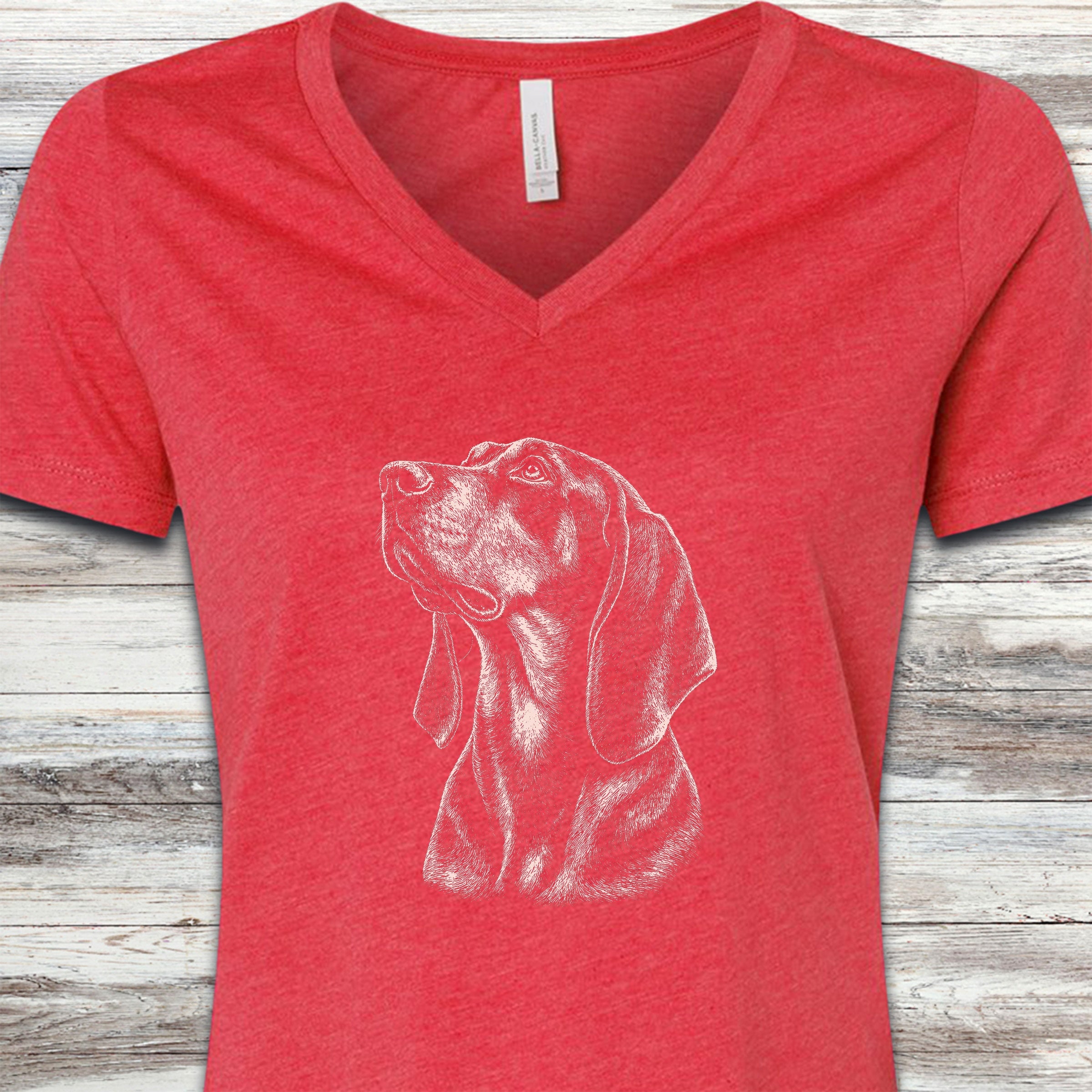 Coonhound Loyalty V-Neck Tee - Heather Red