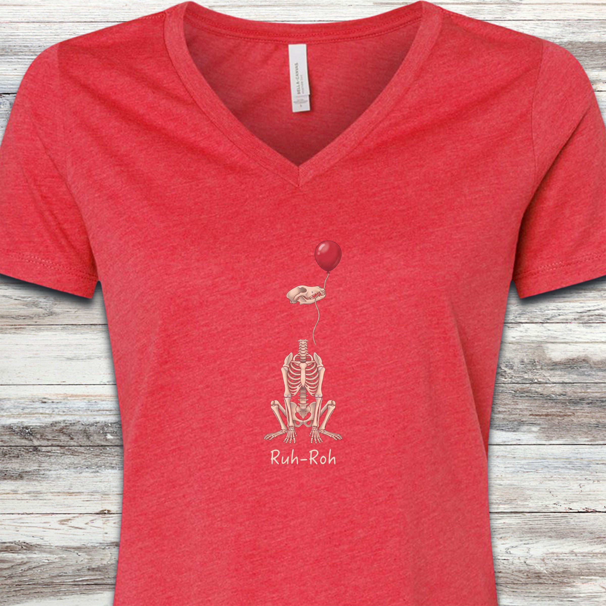 Ruh-Roh V-Neck Tee - Heather Red