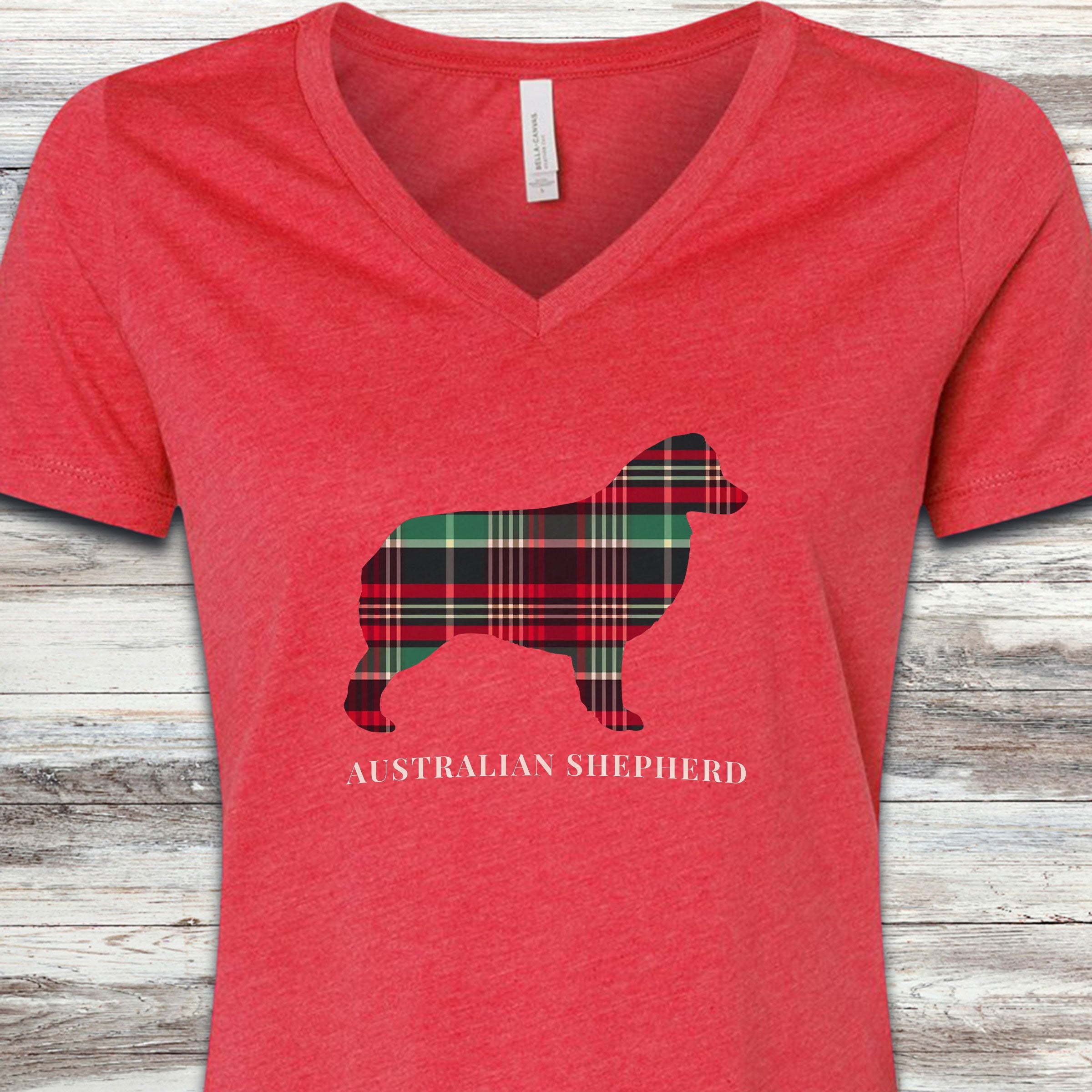 Australian Shepherd Winter 2025 V-Neck Tee - Heather Red