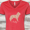 Husky Fall V-Neck Tee - Heather Red