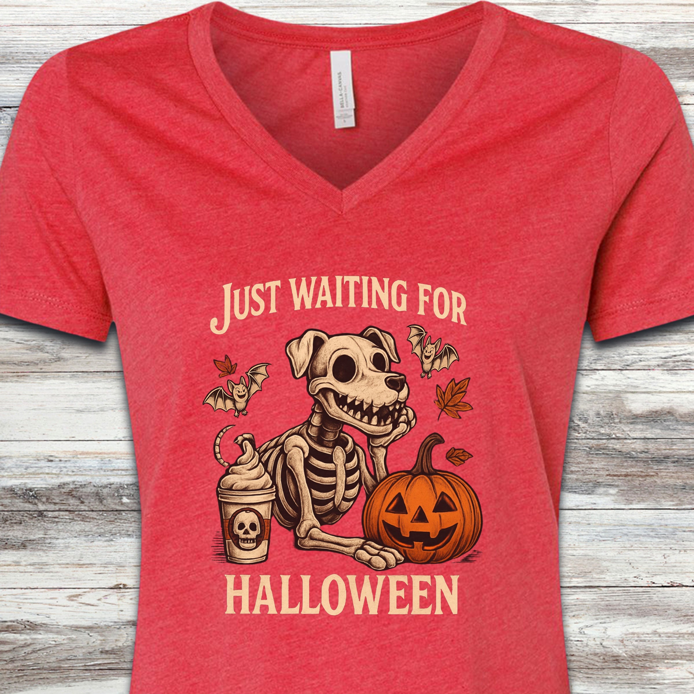 Wait For It V-Neck Tee - Heather Red