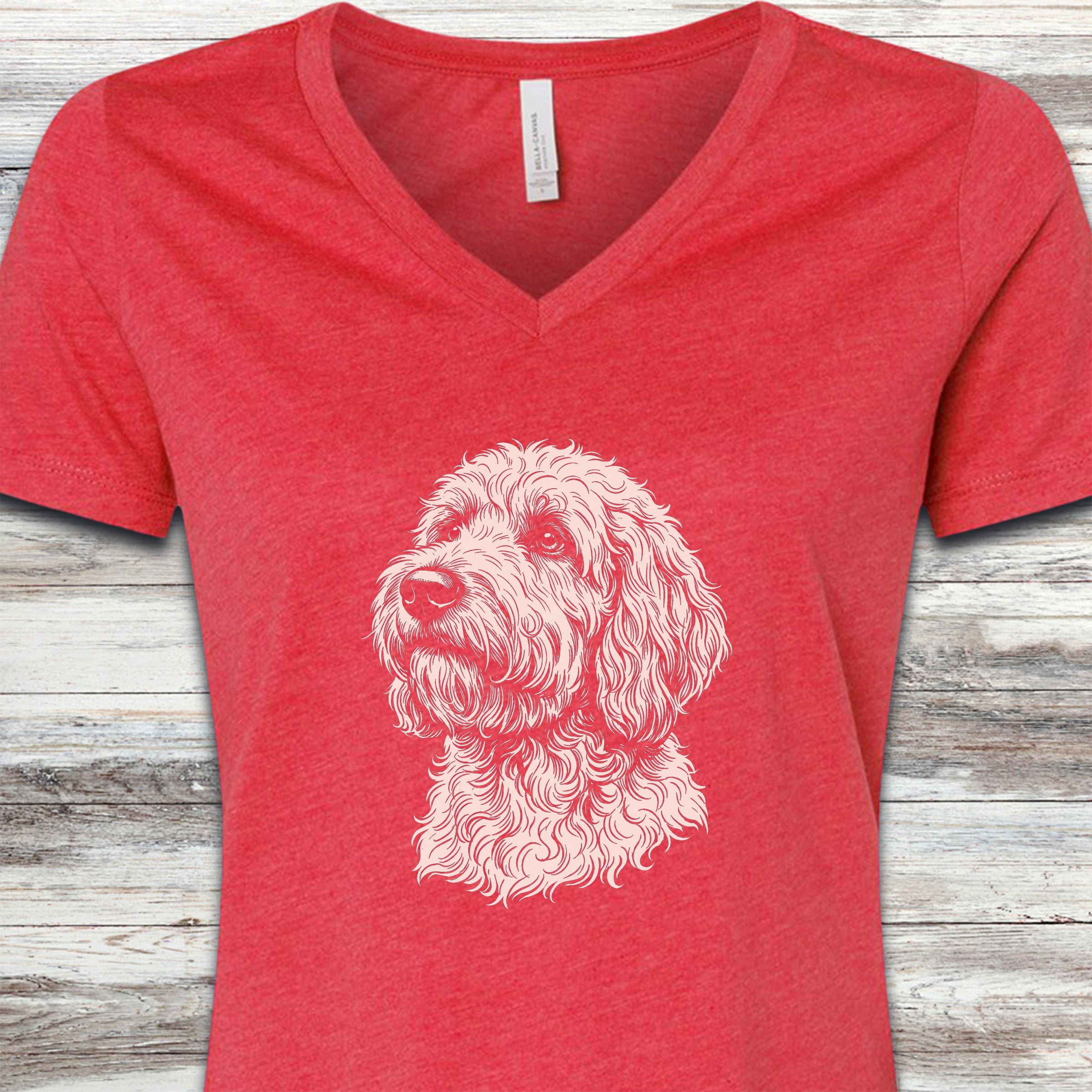 Goldendoodle Loyalty V-Neck Tee - Heather Red