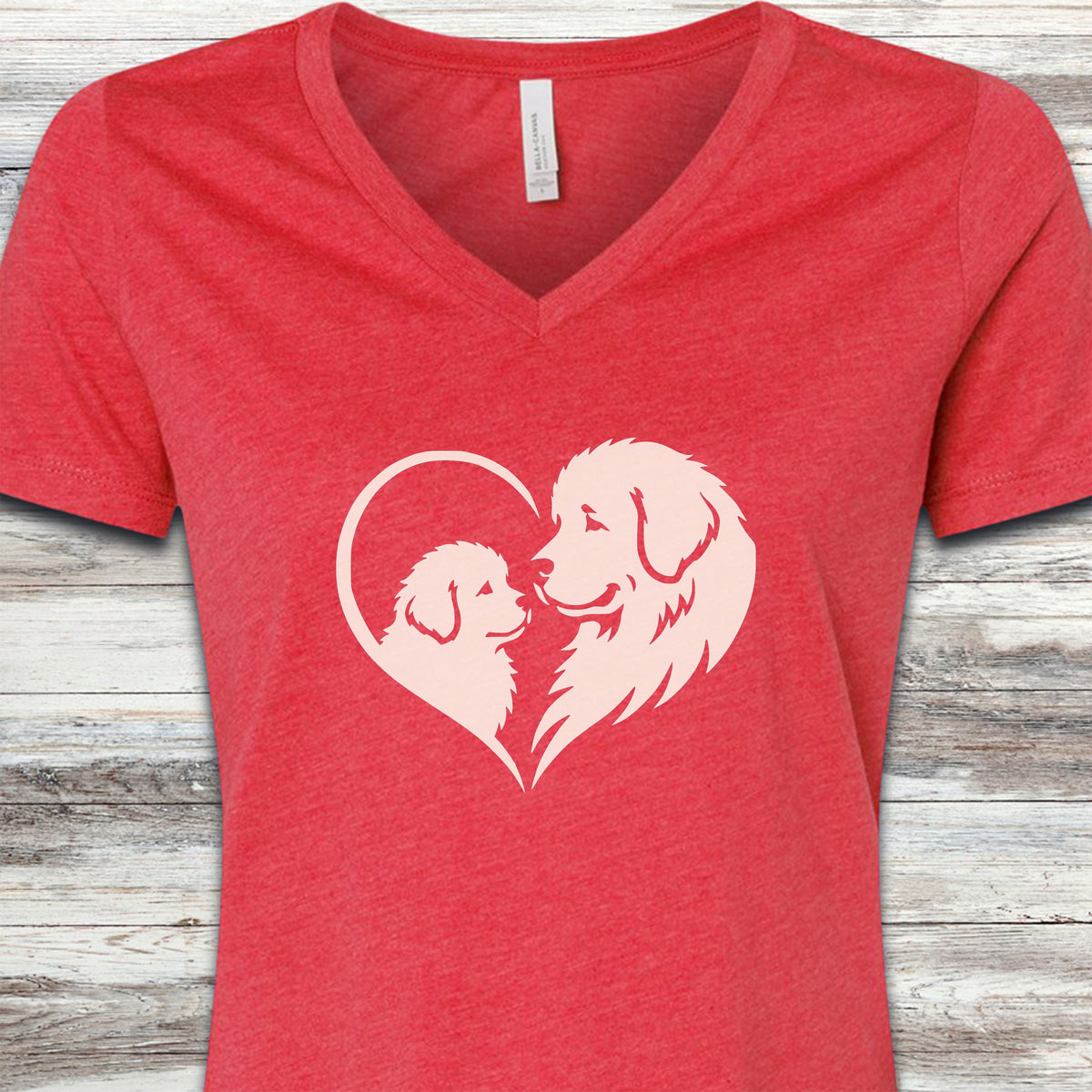 Newfoundland Heart Bond V-Neck Tee - Heather Red