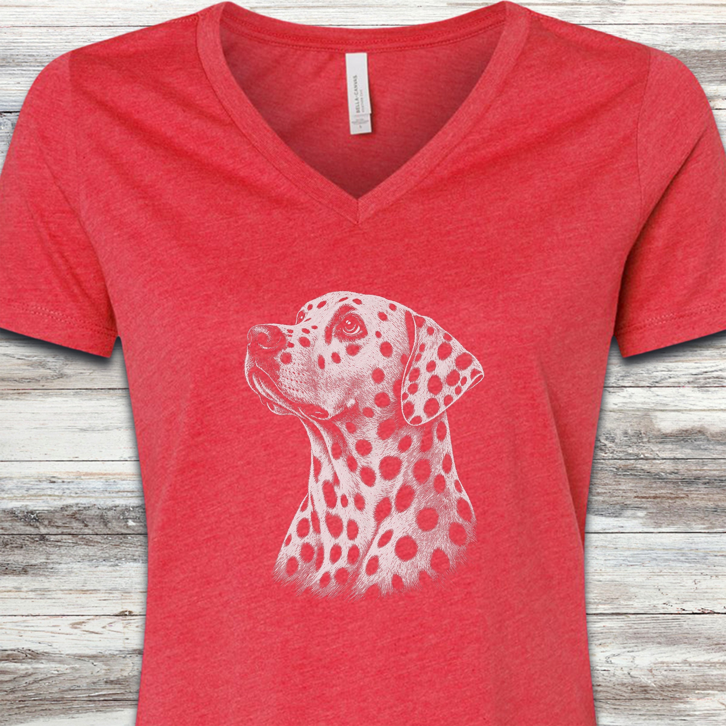Dalmatian Loyalty V-Neck Tee - Heather Red