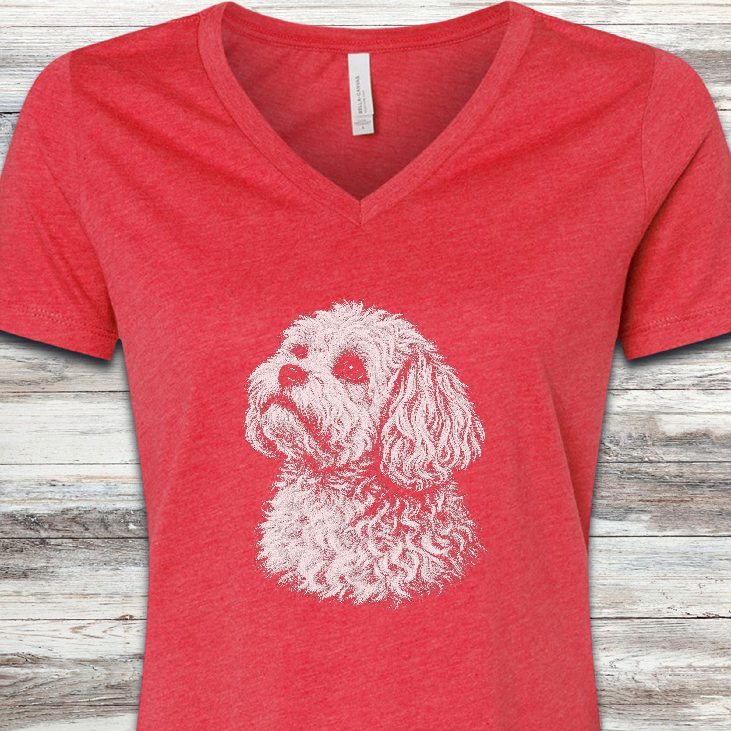 Maltipoo Loyalty V-Neck Tee - Heather Red