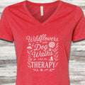 Wildflowers V-Neck Tee - Heather Red