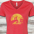 Weimaraner Halloween Moon V-Neck Tee - Heather Red