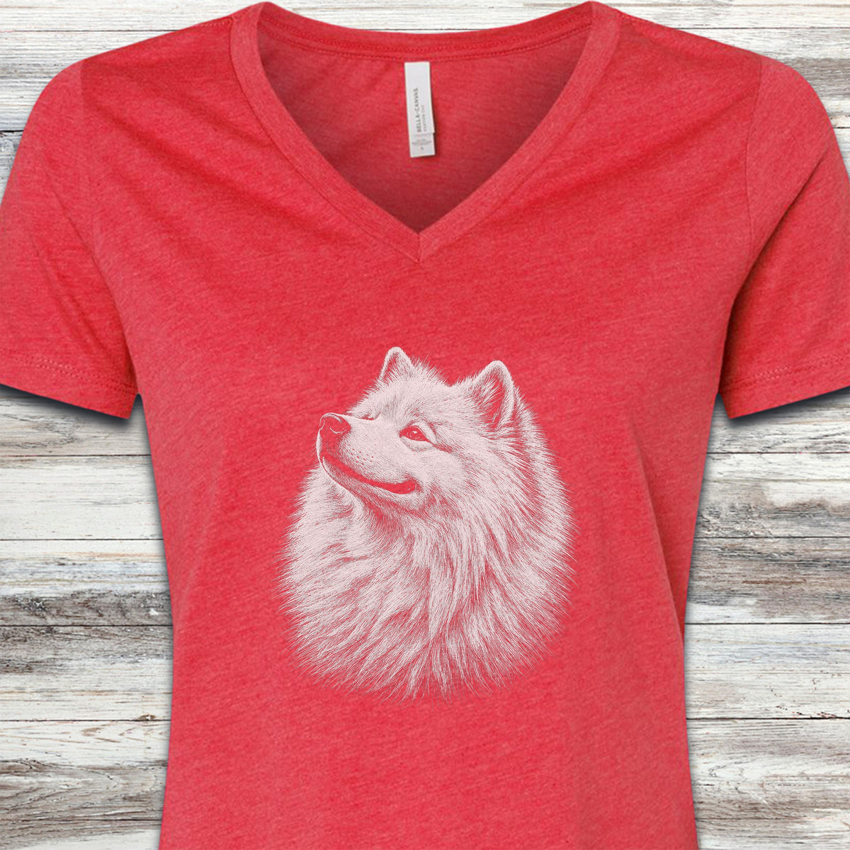 Samoyed Loyalty V-Neck Tee - Heather Red