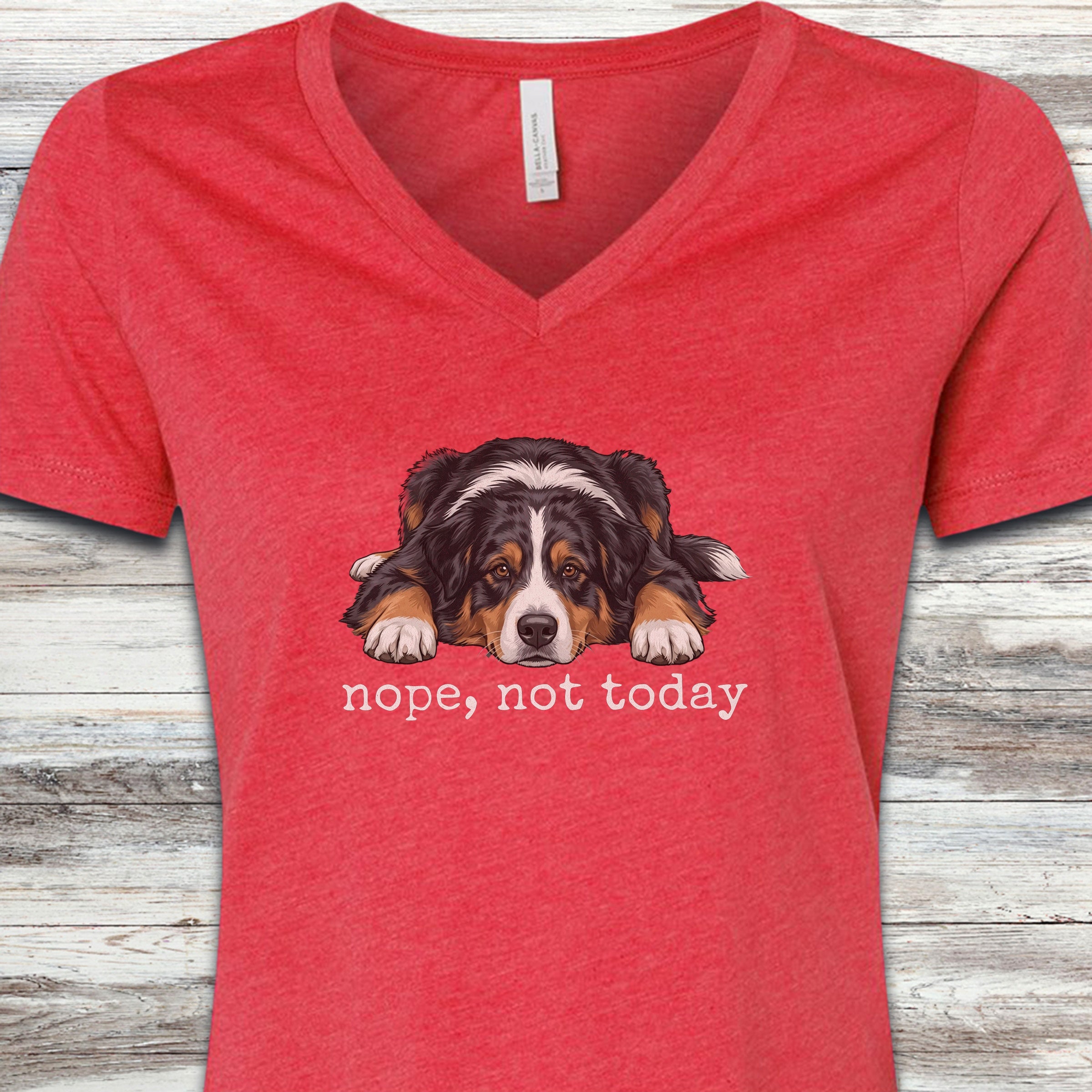 Australian Shepherd Tri Nope V-Neck Tee - Heather Red