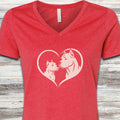 Cane Corso Heart Bond V-Neck Tee - Heather Red
