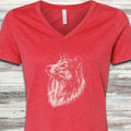 Rough Collie Loyalty V-Neck Tee - Heather Red