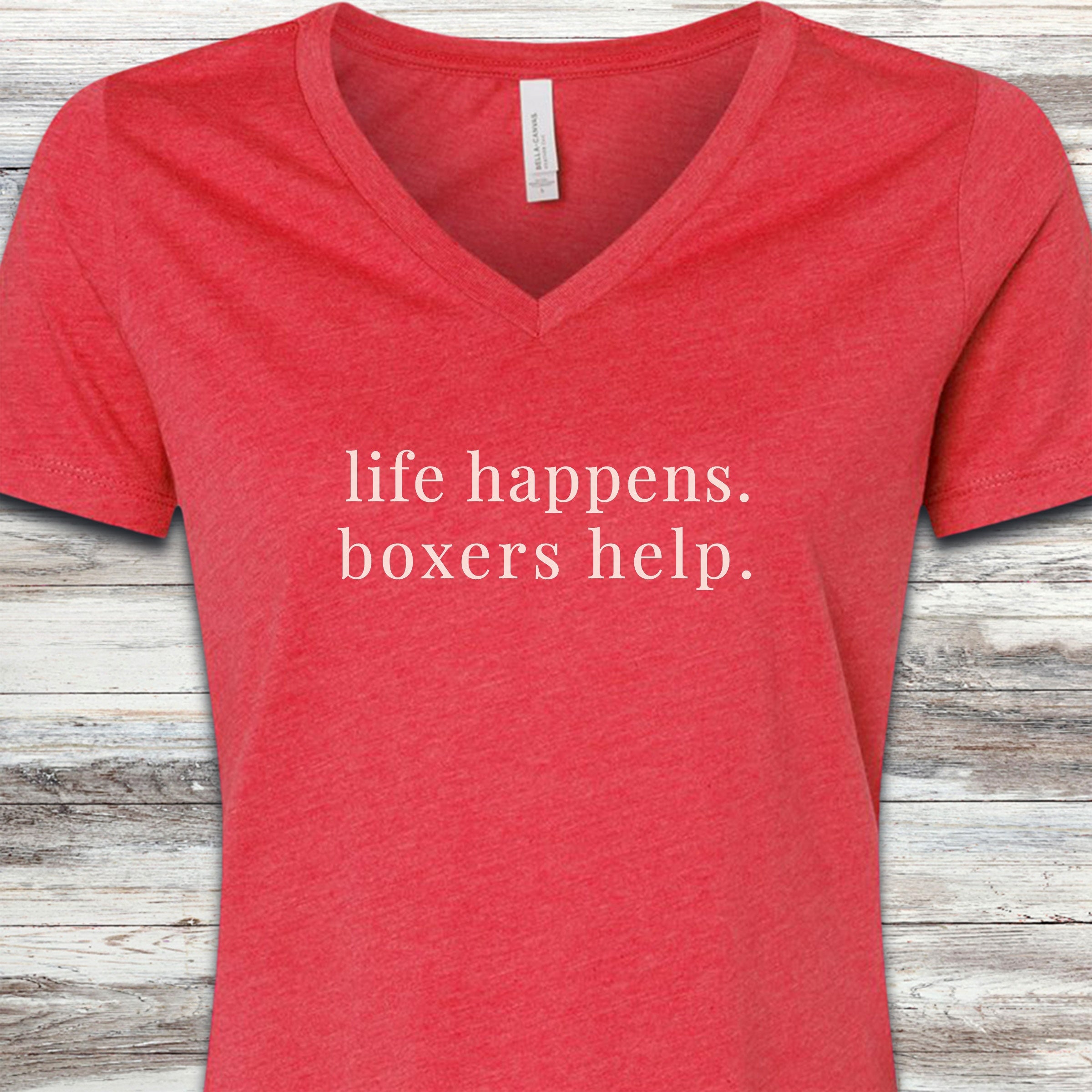 Boxer Help V-Neck Tee - Heather Red