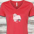Old English Sheepdog Boo V-Neck Tee - Heather Red