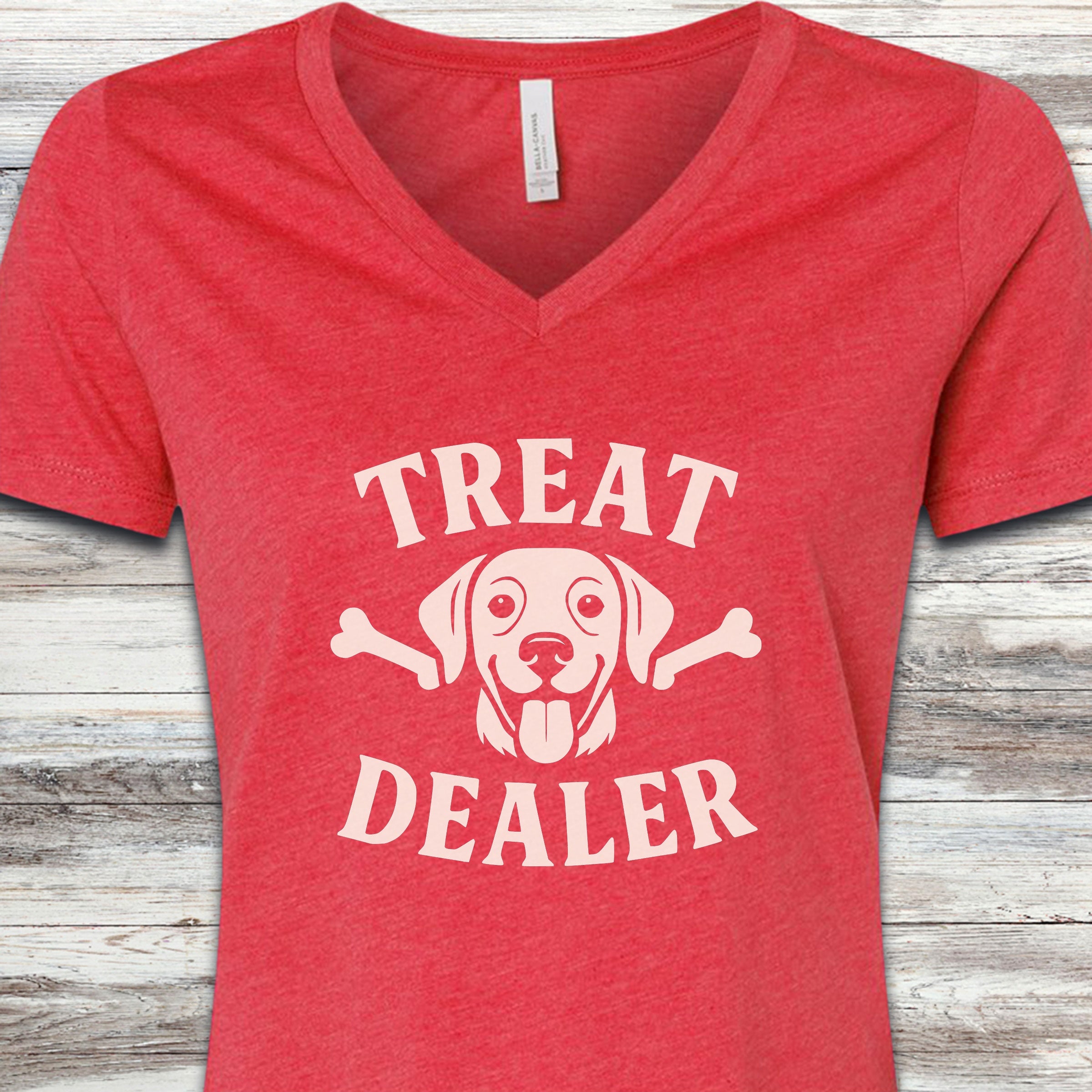 Treat Dealer Bones V-Neck Tee - Heather Red