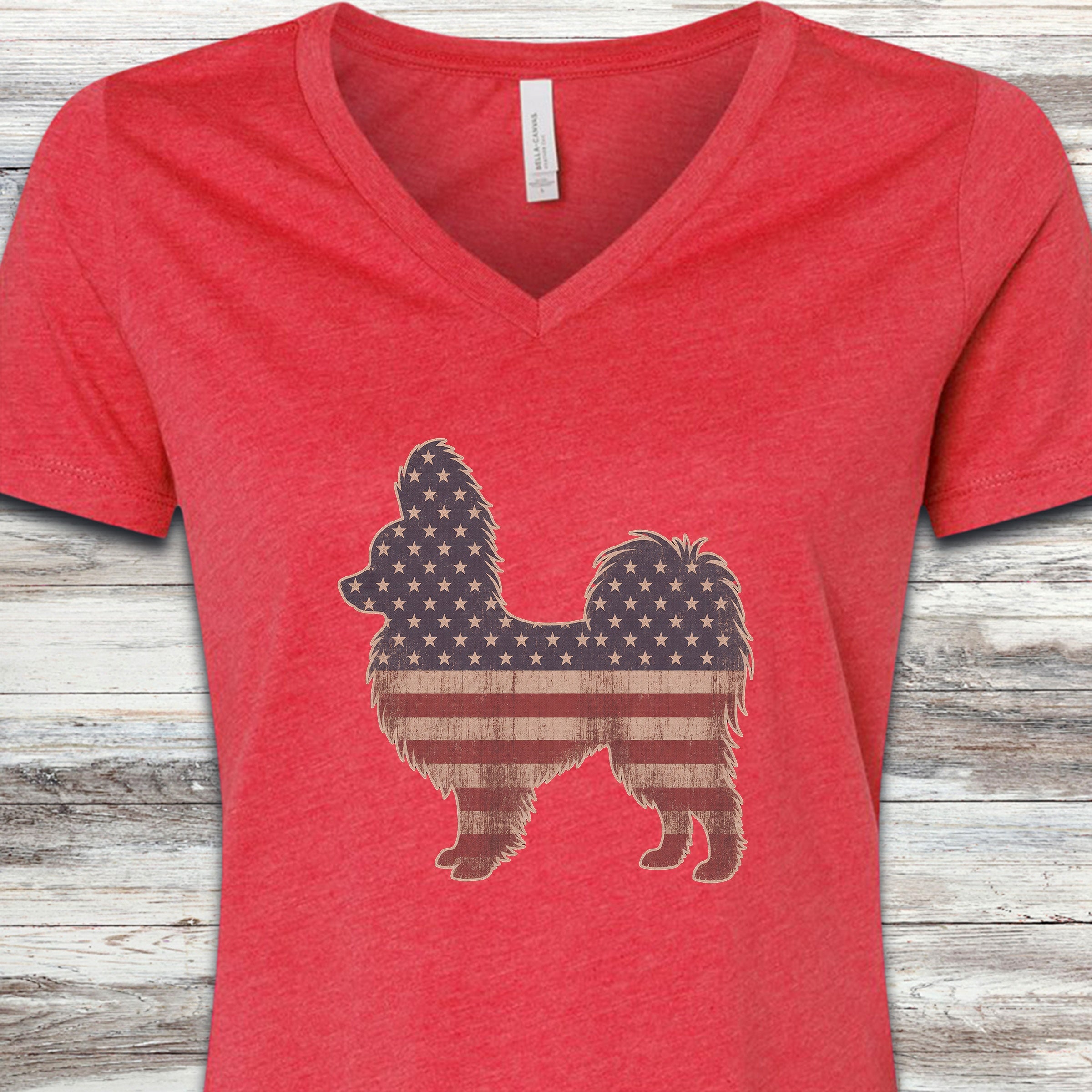 Papillon Vintage USA V-Neck Tee - Heather Red