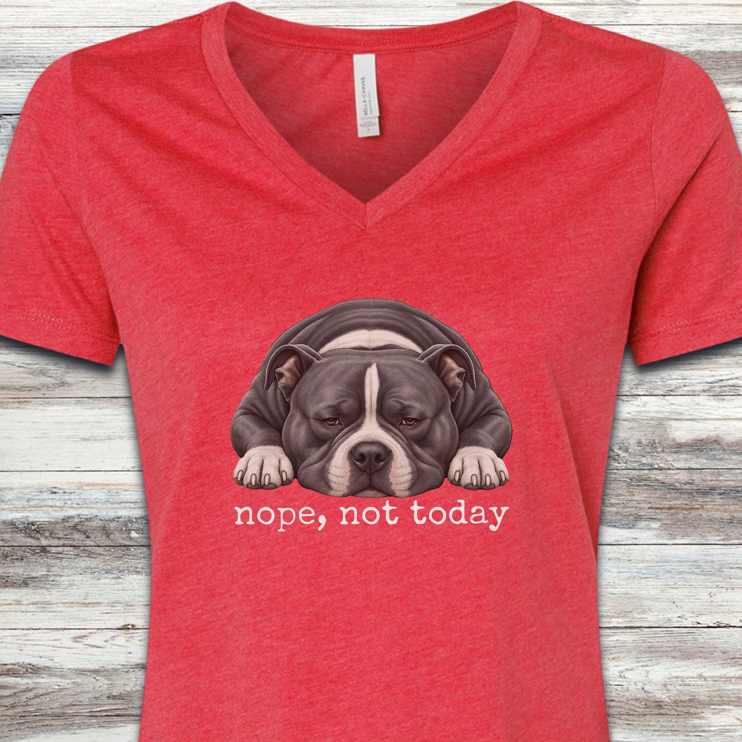 American Bully Nope V-Neck Tee - Heather Red