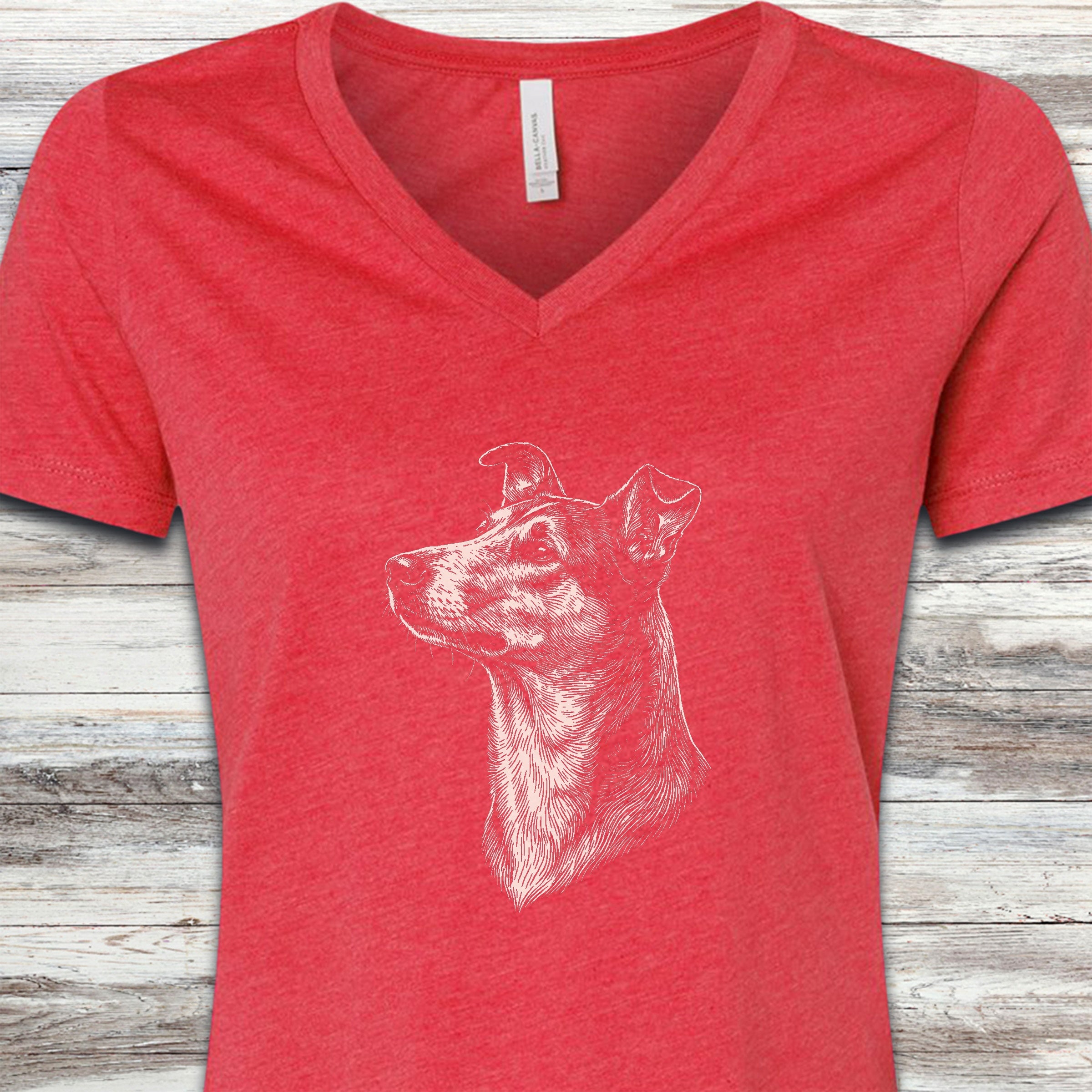 Smooth Collie Loyalty V-Neck Tee - Heather Red