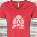 Poodle Light Therapist V-Neck Tee - Heather Red