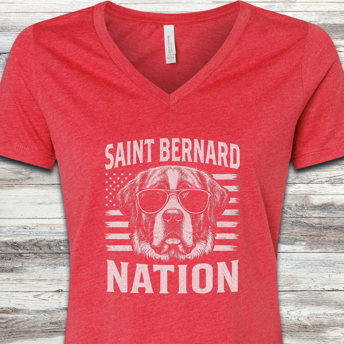 Saint Bernard Nation V-Neck Tee - Heather Red